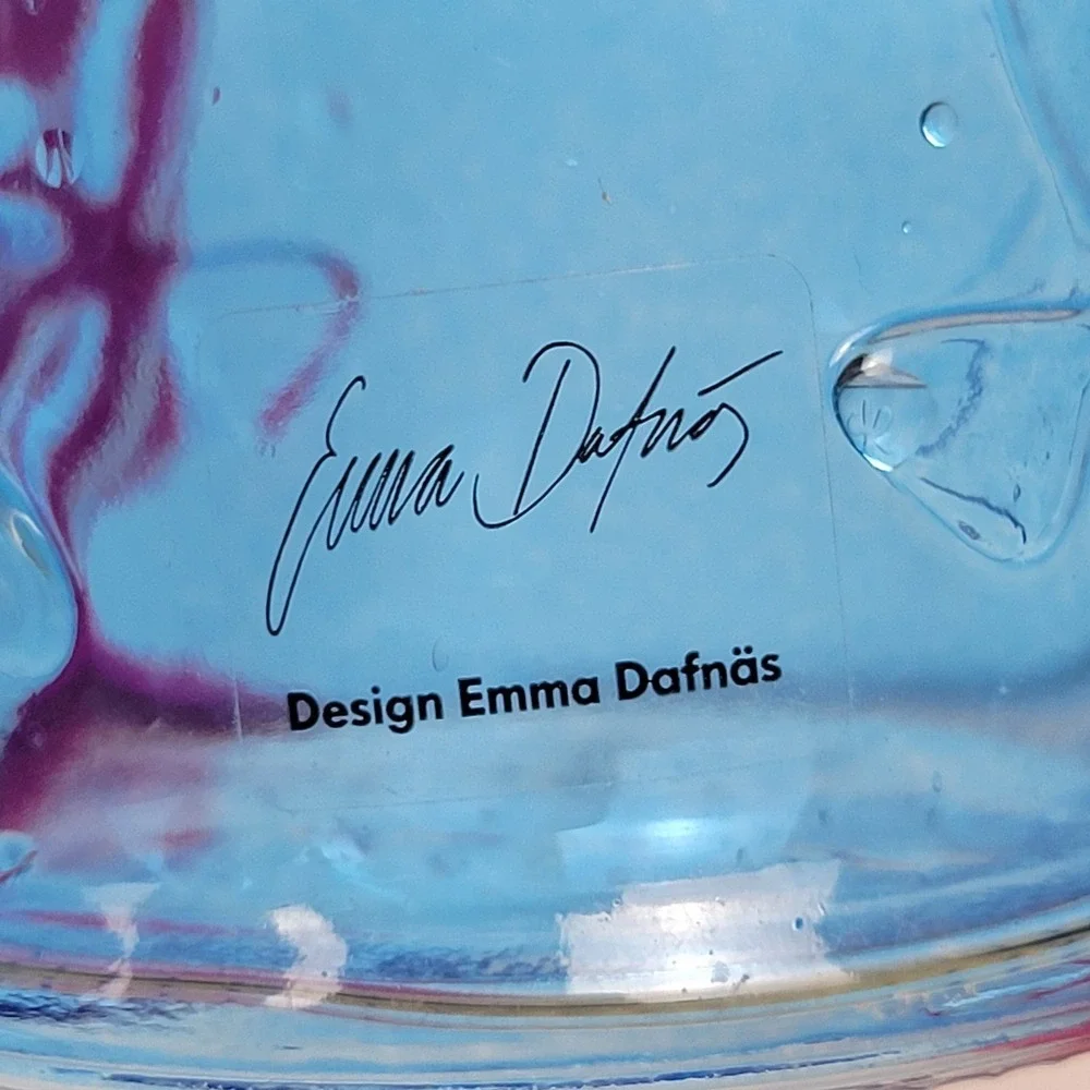 VTG‎ 90s IKEA Emma Dafnas Marilyn Glass Bottle Vases Set of 2 Pink Blue Retired